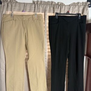 7th Avenue New York & Company Women's Black and Tan Trousers (2 Pairs)